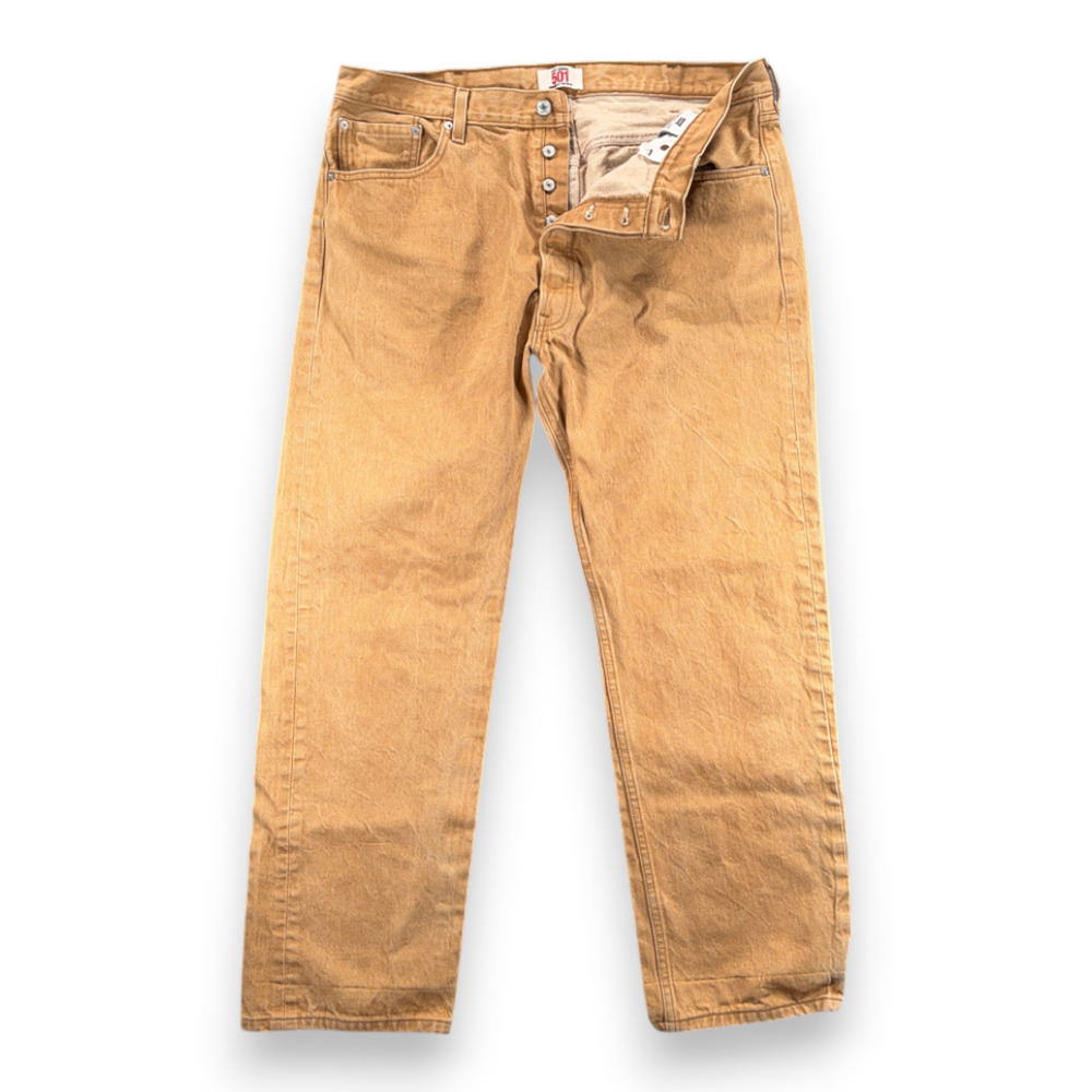 Levis 501 Jeans Mens 38x30 Brown Cotton Denim Baggy Button Fly Y2K 40x32 Tag